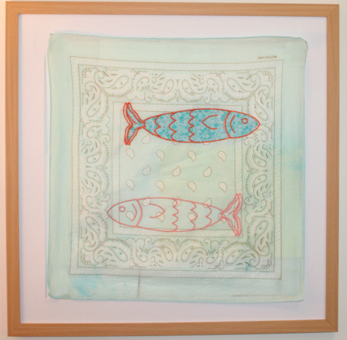 Blue Floral and Pink Fish Bandana