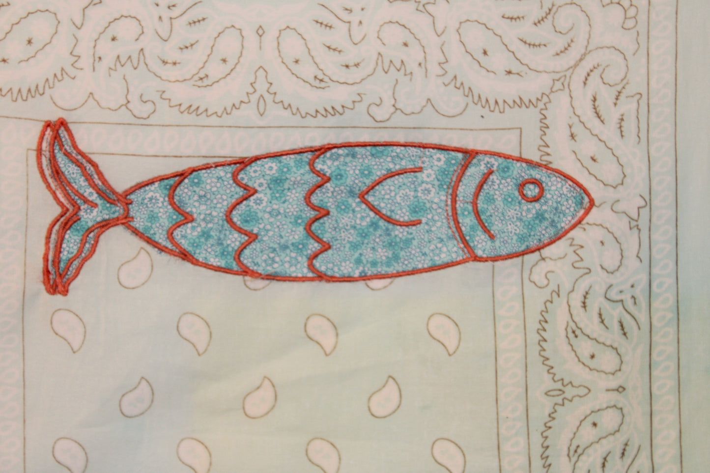 Blue Floral and Pink Fish Bandana