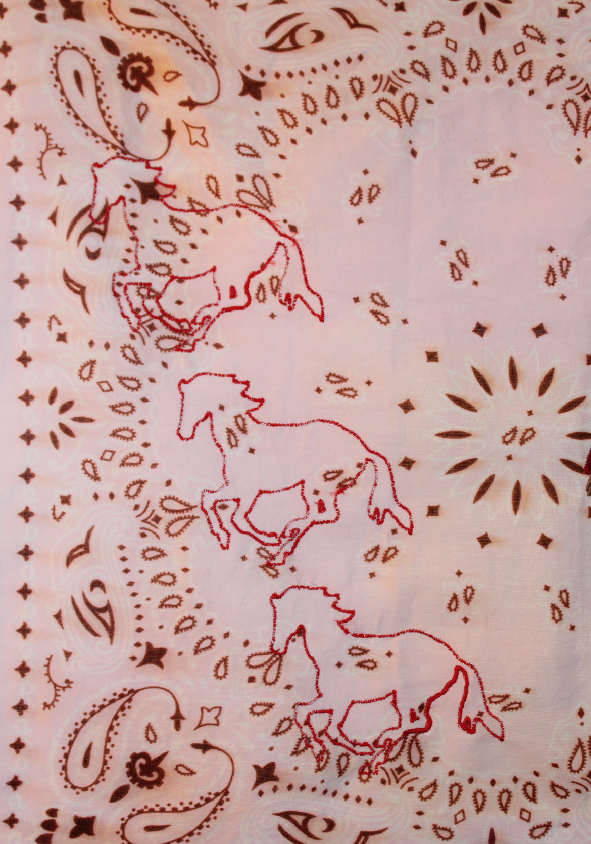 Cowboy & Red Horses Embroidered Bandana