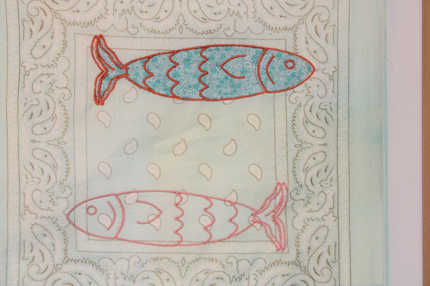 Blue Floral and Pink Fish Bandana