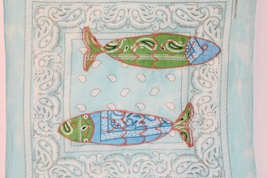 Double Fish Embroidered Bandana