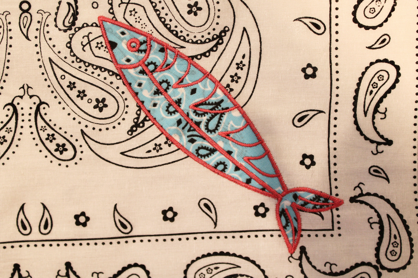 Fish Embroidered Bandana