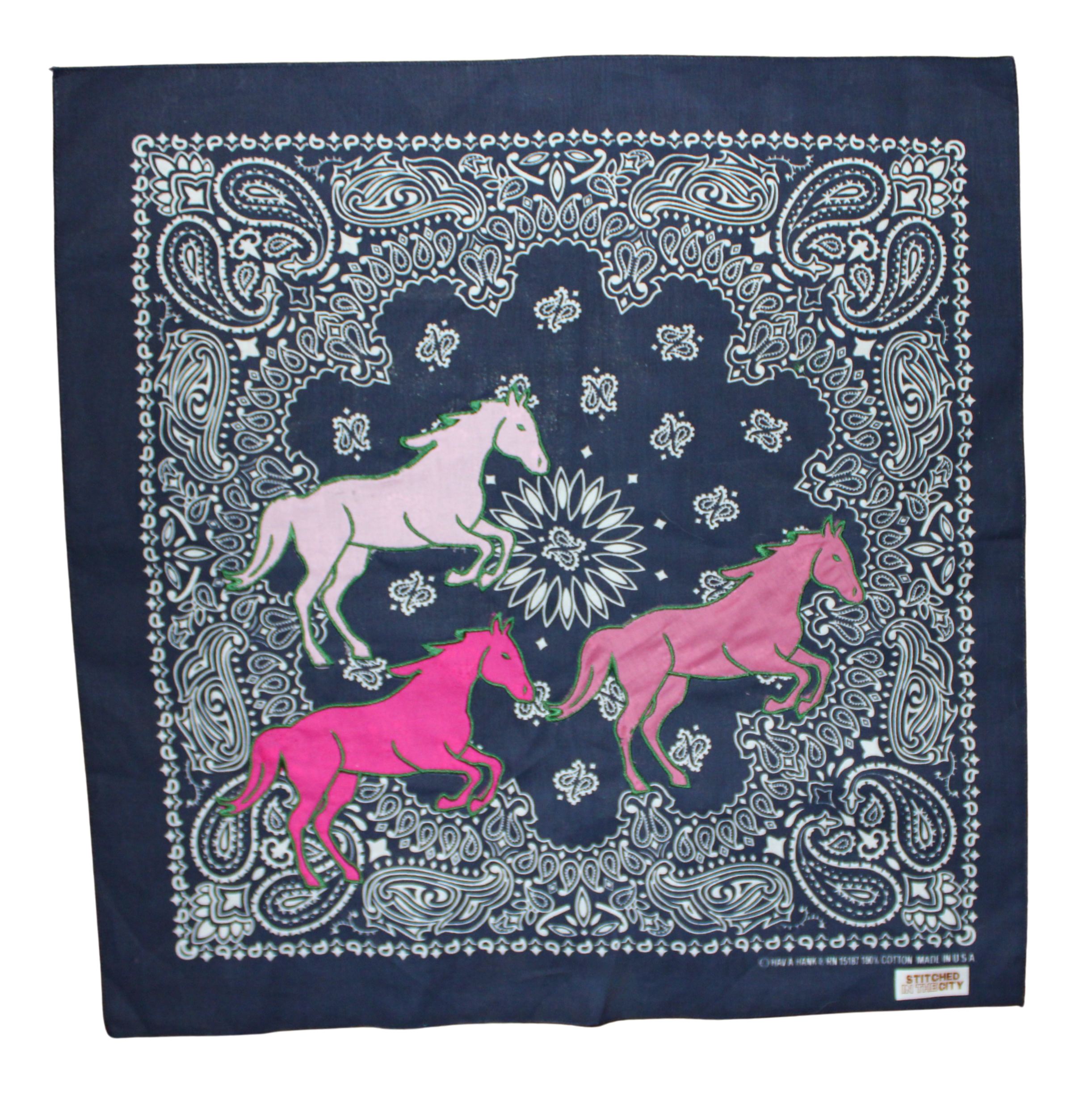 Navy Pink Horses