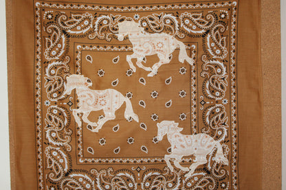 Brown Wild Horses Embroidered Bandana