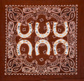 Brown and Blue Horseshoe Bandana