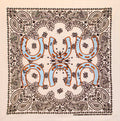 Cream and Blue Horseshoe Bandana