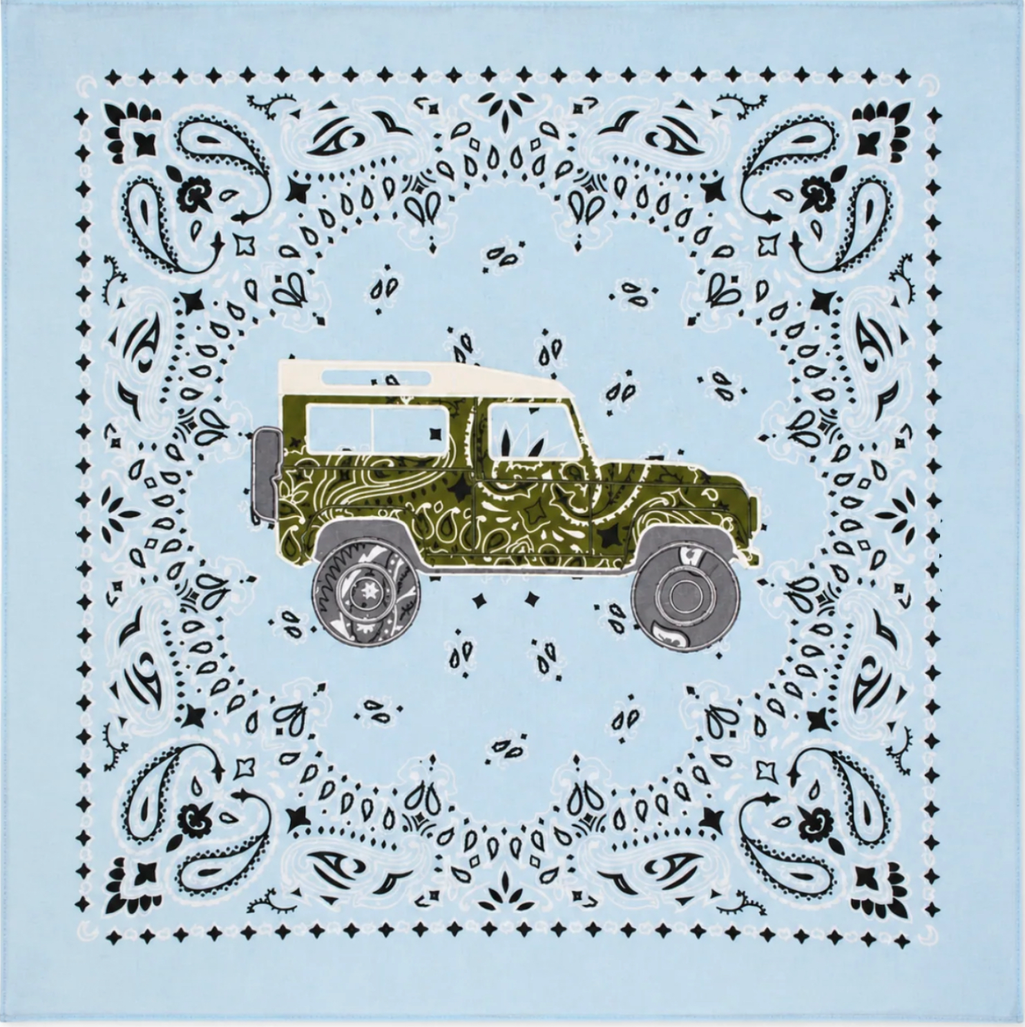 Light Blue Land Rover Bandana
